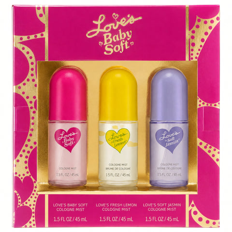 LOVE’S COLOGNE COLLECTION 3pc GIFT SET, BABY SOFT, LEMON, JASMIN