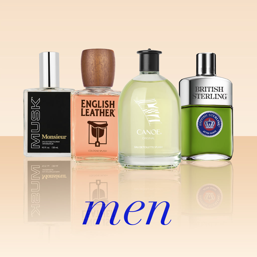 Dana Men Fragrances Collection: Monsieur Musk, English Leather, Canoe and British Sterling. 