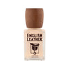 After-shave bottle labeled 'English Leather' with a wooden cap on a white background