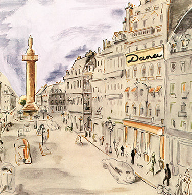 Vintage Illustration of Dana office in rue de la Paix, Paris in late 1930s.