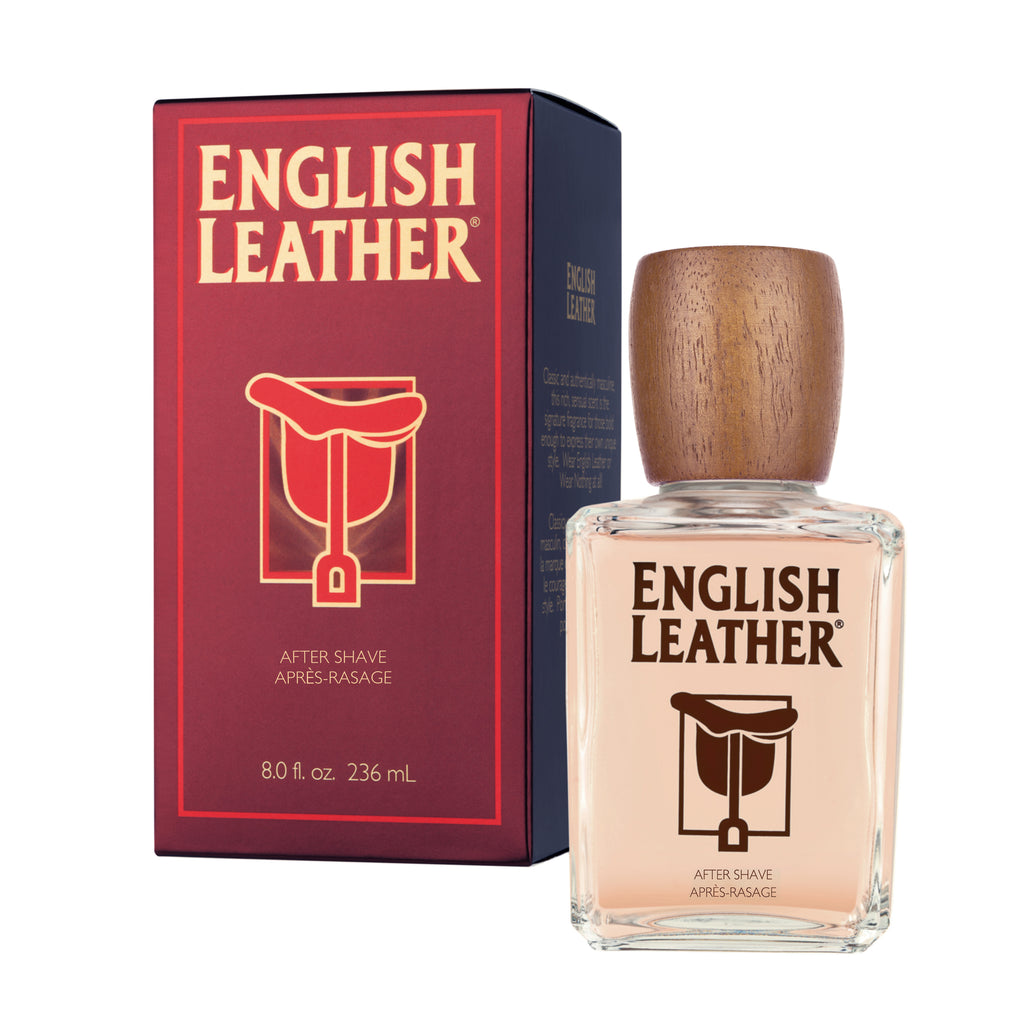 English Leather After Shave  8oz bottle and packaging box.