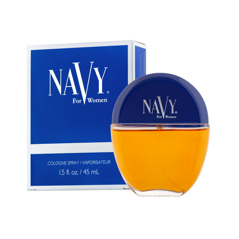 Product shot of Navy for Women cologne 1.5 fl oz / 45 ml bottle and packaging